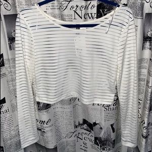 White stripped mesh shirt